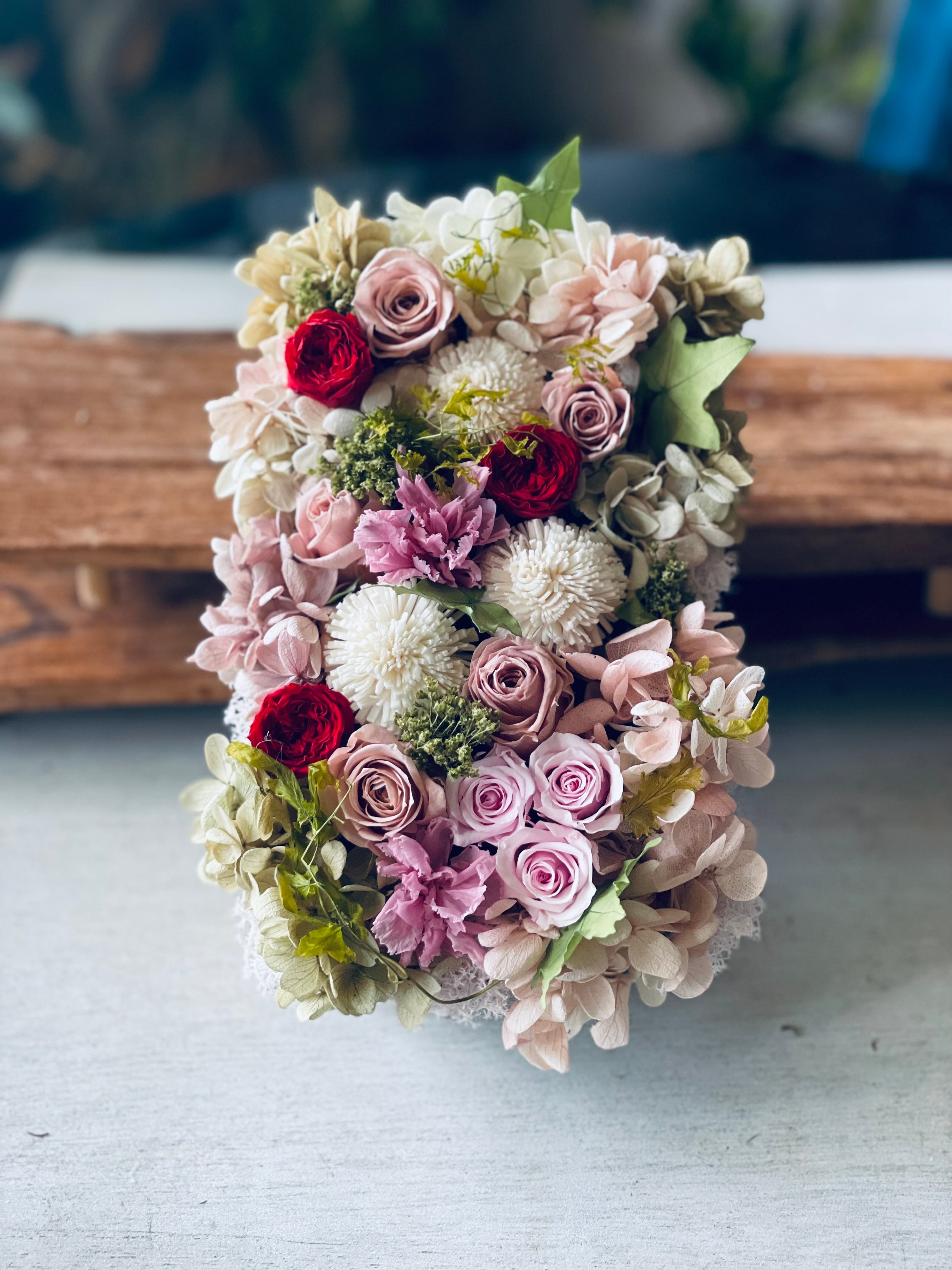 再々再販】春色♡ローズ×紫陽花のナチュラルリース*・゜・*:.。..。.:*・