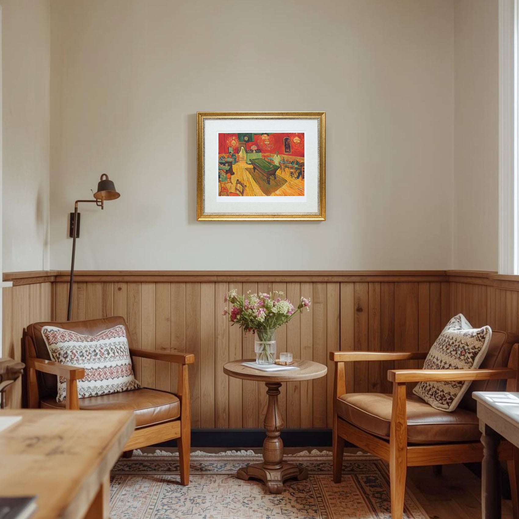 ゴッホ 絵画「夜のカフェ」額縁4色選択可能 作品証明書 展示用フック 限定エディション付複製画 ジークレ