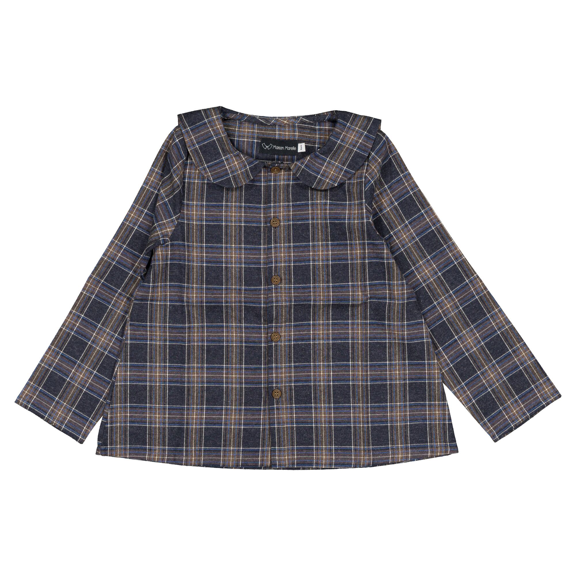 【予約・特典あり】Maison Marelle / Shirt MONCEAU - blue tartan / 12m~5Y