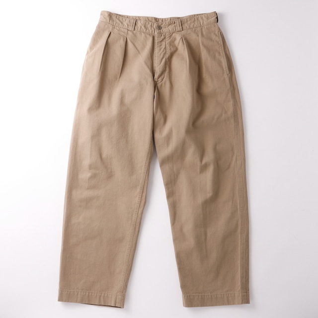 【新品】GROWN IN THE SUN WIDE ARMY PANTS SELVAGED CHINO PANTS  made in JAPAN W35／グローインザサン ワイド アーミー チノ チノパン タックパンツ ベージュ MINTENS限定品  SUNSHINE＋CLOUD