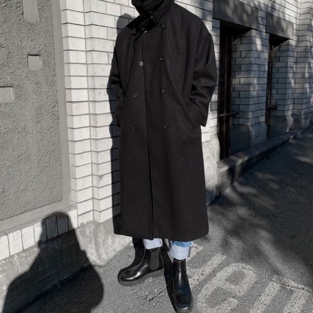 【予約販売】コート メンズ 立ち襟 ファー シンプル 無地 シック 綺麗め ゆったり ブラック ベージュ ロング丈 冬コート 防寒 ビジネス 通勤 防寒 お洒落 こなれ感 ベーシック 秋冬 大きいサイズ M/L/XL