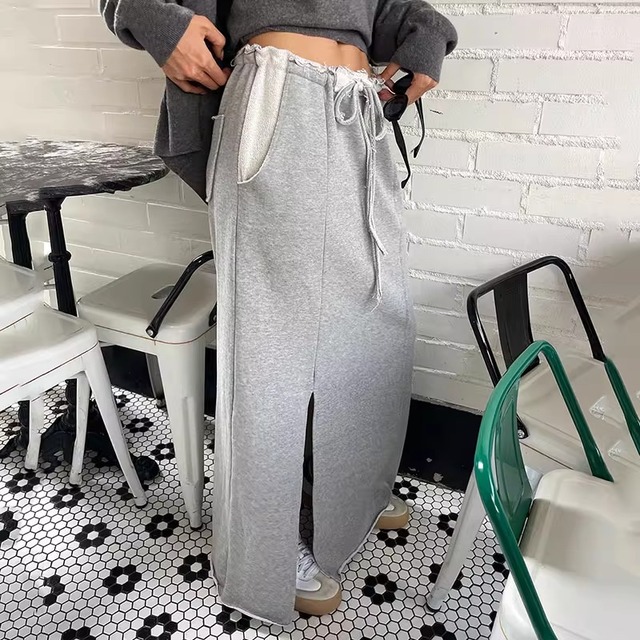 Waist color sweat slit skirt S1870