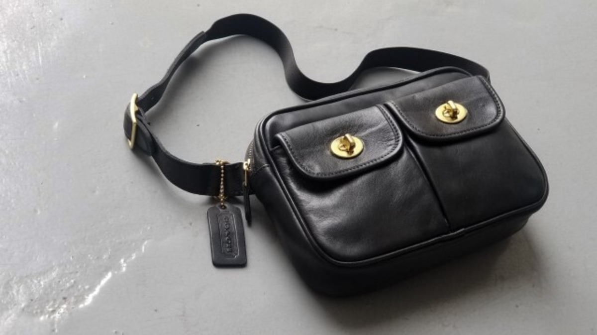 美品 オールドコーチ ☆USA製 レザー ターンロック ウエストポーチ  