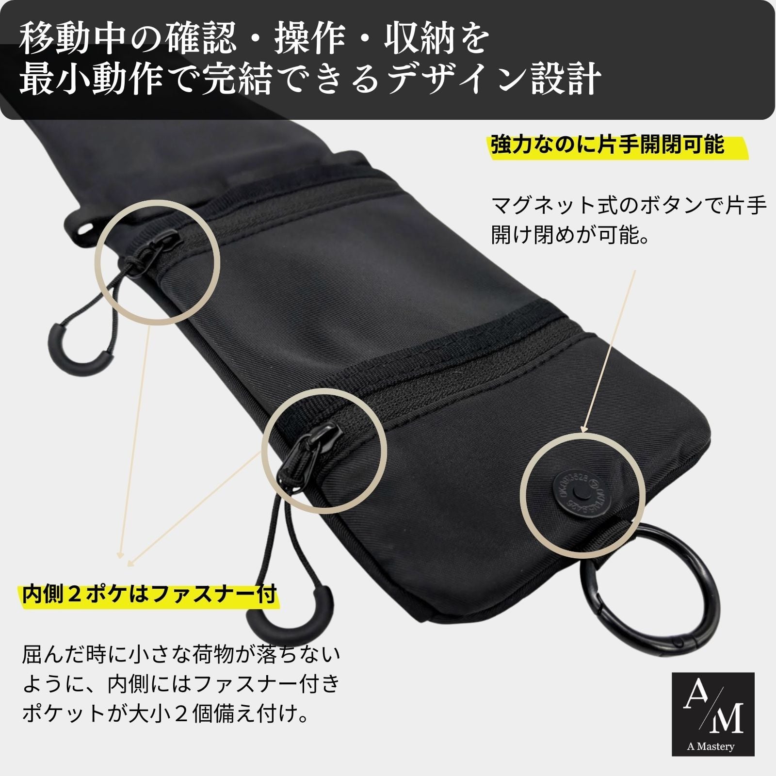 Smart Bag（スマートバッグ）2WAYスマホボディバッグ【本体：Black