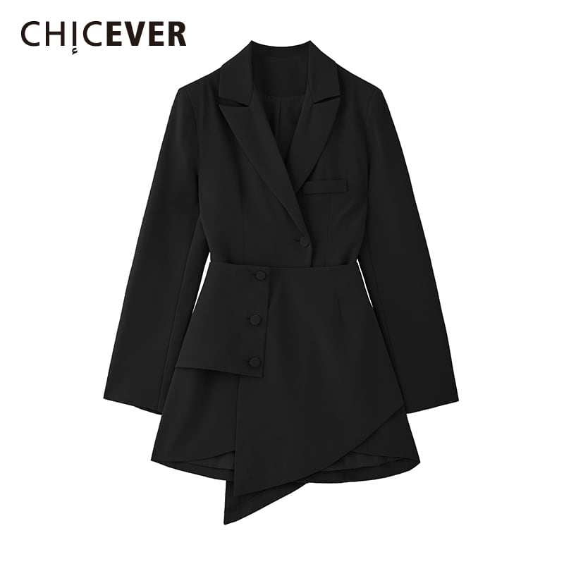 CHICEVERオータムドレスレディースノッチカラーロングスリーブウエストパッチワークイレギュラーヘムヴィンテージミニドレス2020 長袖 秋物 ビンテージ 6base583253501255