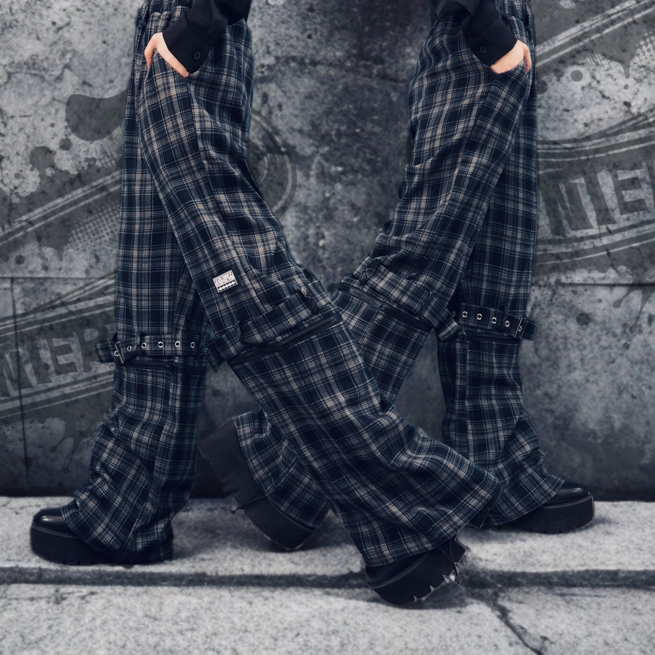 3WAY ZIP×BELT DESIGN TARTAN CHECK PANTS | NIER CLOTHING