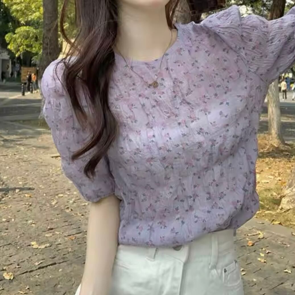 花柄シフォンブラウス