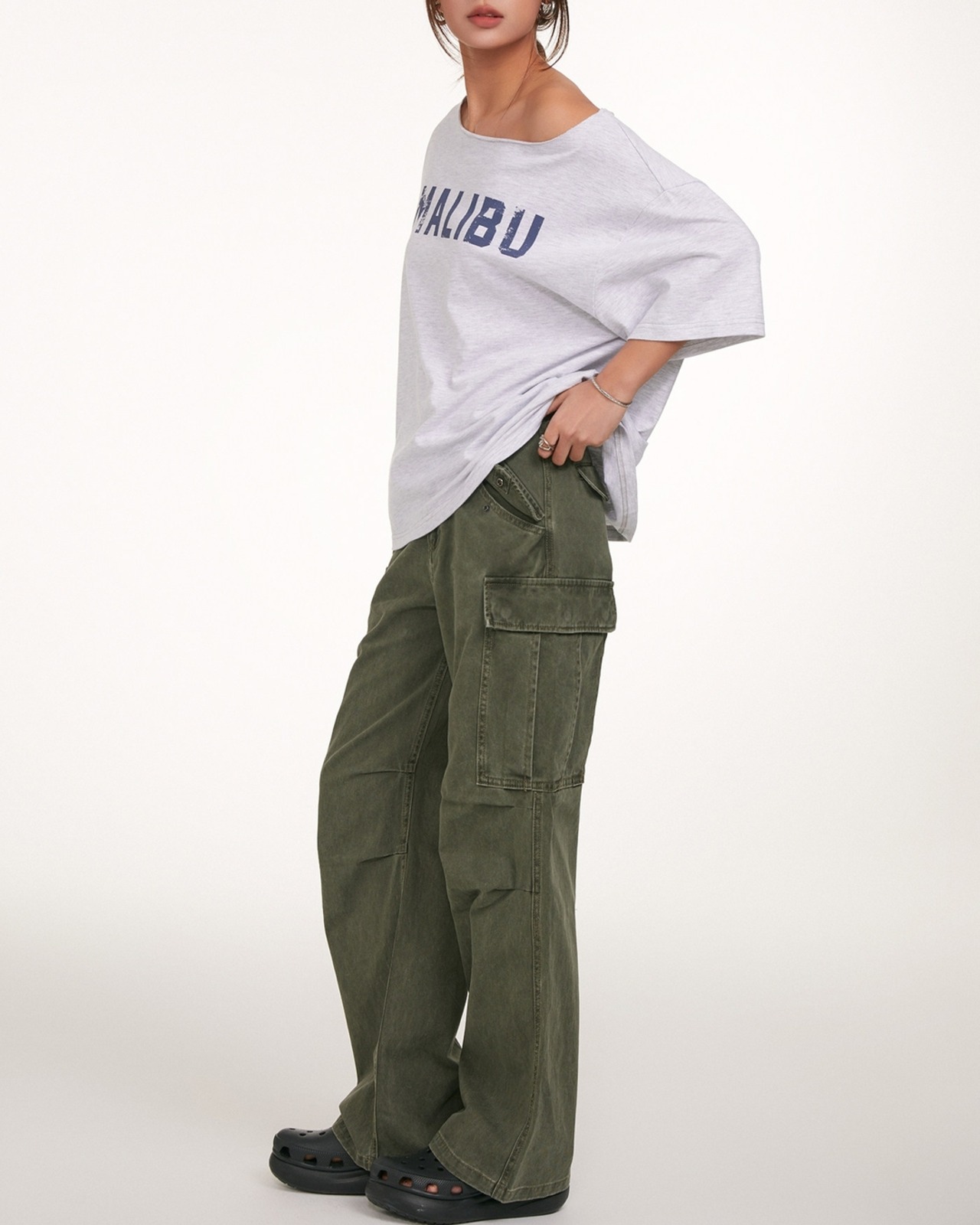 ロゴプリントドロップショルダーTシャツ 2color A1069 - 9