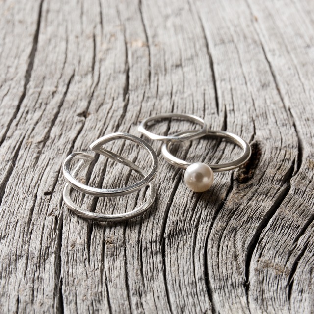Silver 925 set rings / Pearl ring