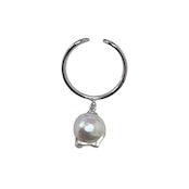 【限定1本】世界にひとつだけのツノ型バロックあこや真珠イヤーカフ|シルバーSV925ロジウムメッキ|7mmパール|一点ものジュエリー