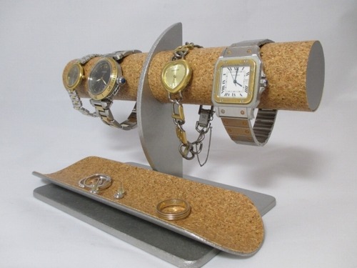 腕時計を飾る！　腕時計4本掛けロングトレイ付きハーフムーン腕時計スタンド　ak-design   N17117