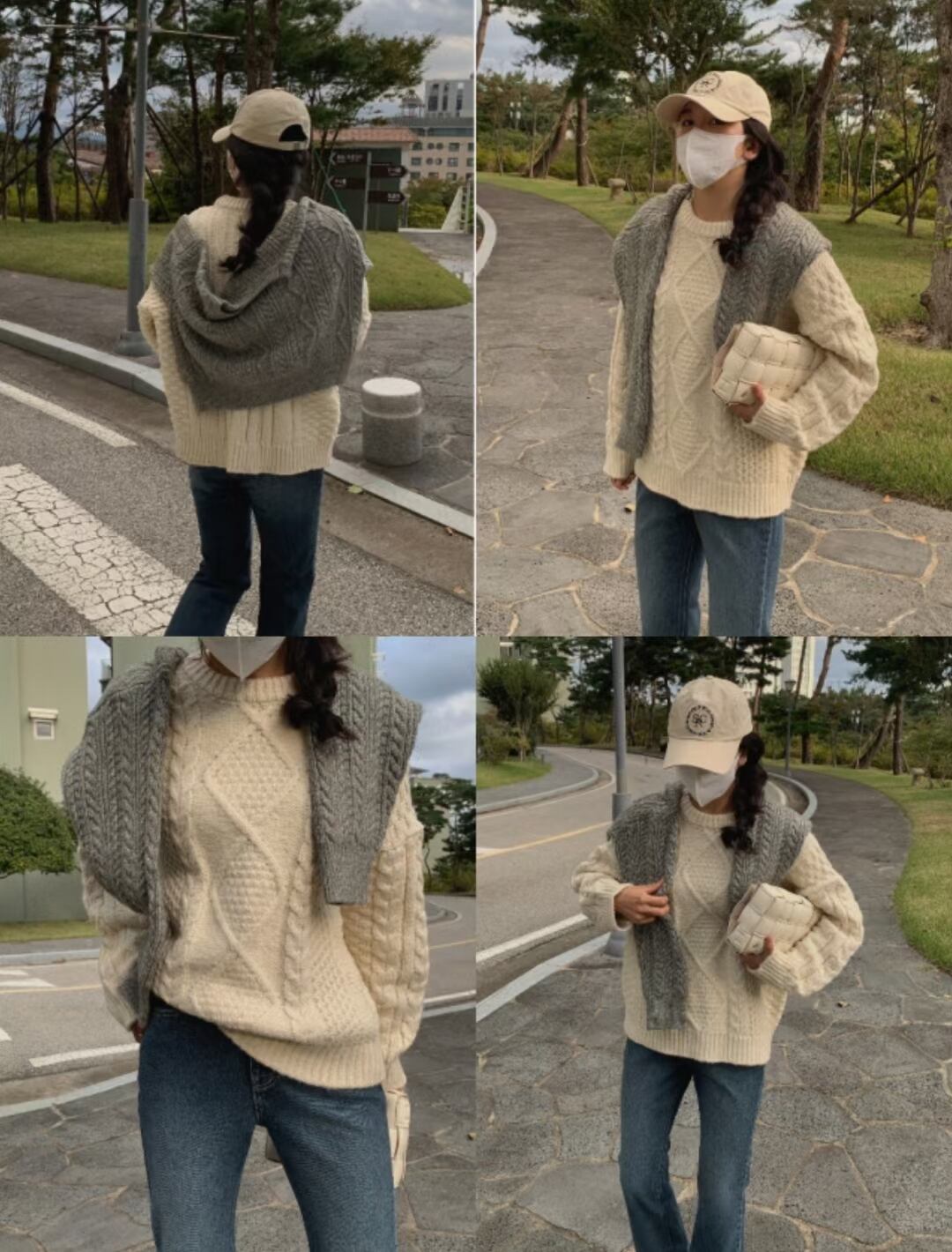 ケーブル編みニット　AJ1079-8048