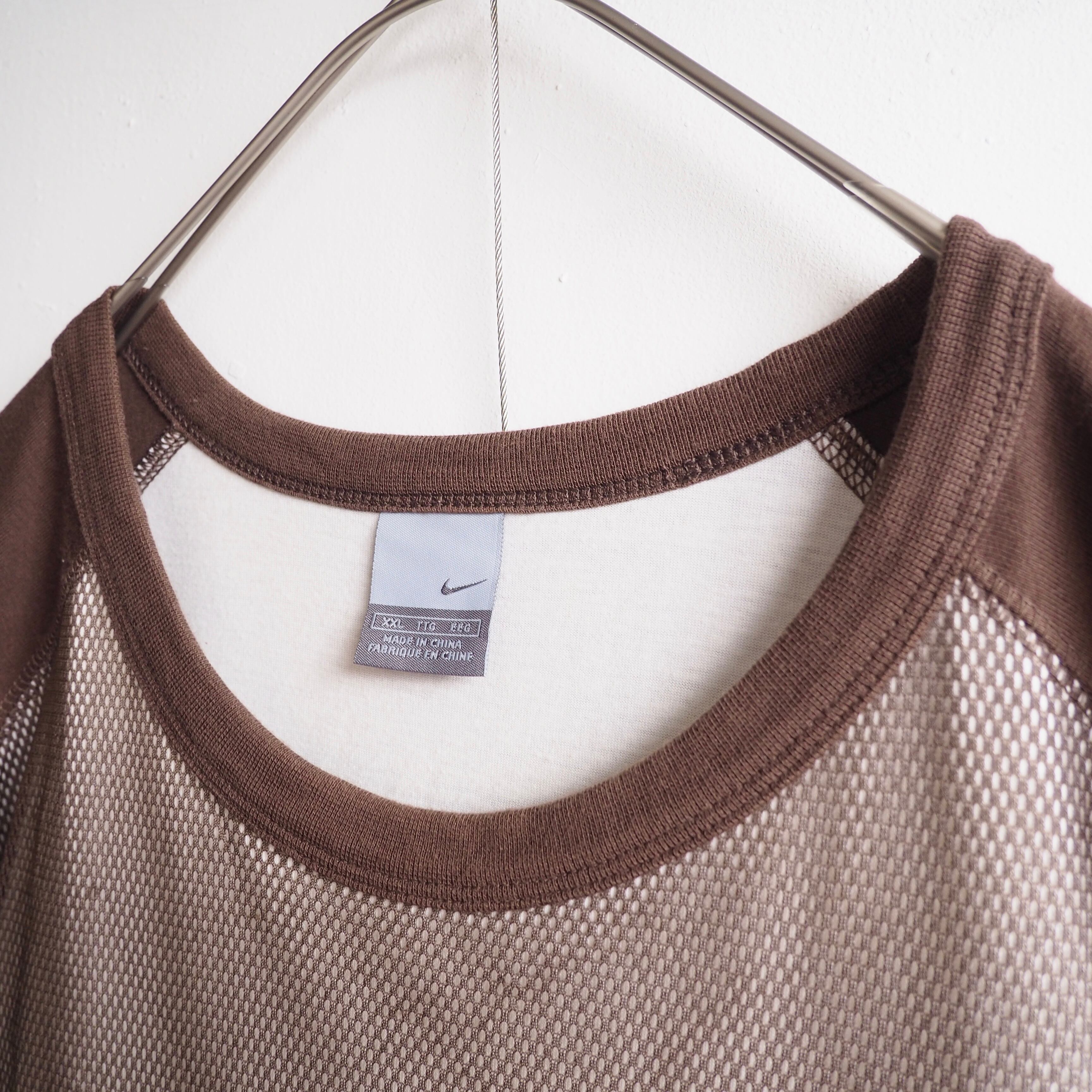 2000s ” NIKE ” Switching mesh Design loose silhouette raglan sleeves Tee