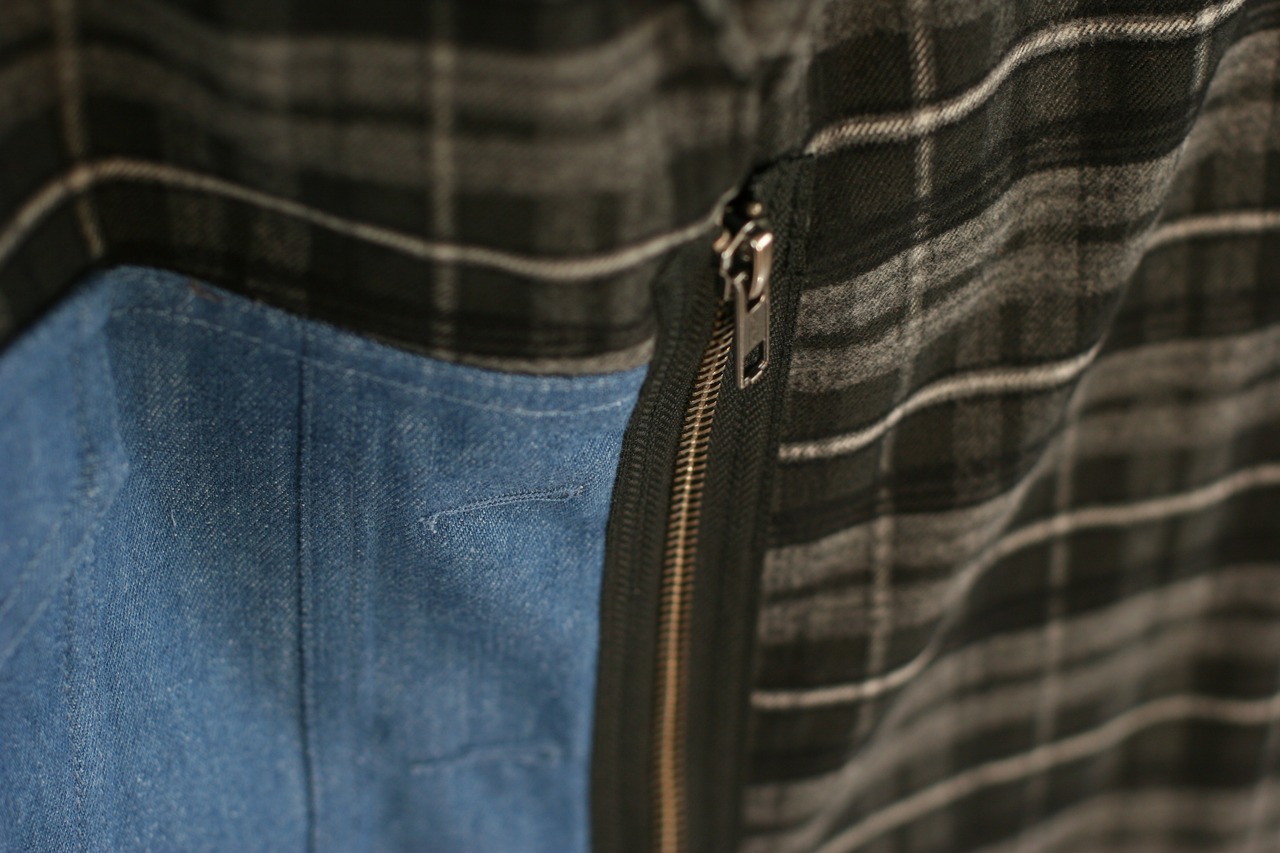 【Parc.1】Denim×check pattern asymmetry JK（108-056407）