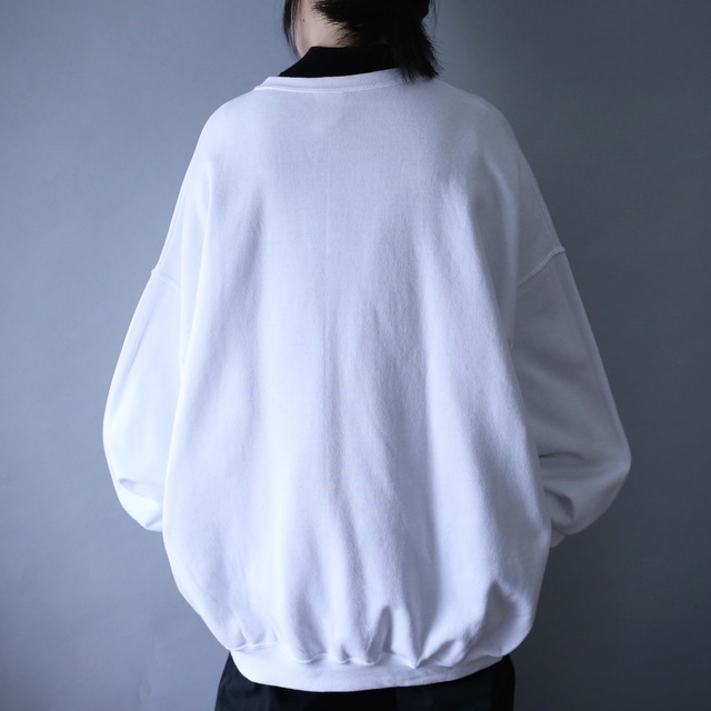 "小鳥" good printed XXXL super over silhouette white sweatshirt