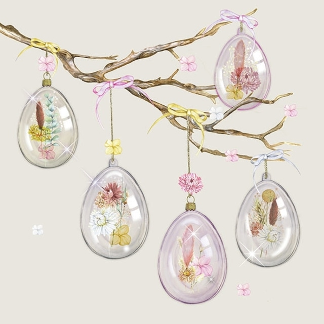 【Ambiente】バラ売り2枚 ランチサイズ ペーパーナプキン Glass Eggs グレー