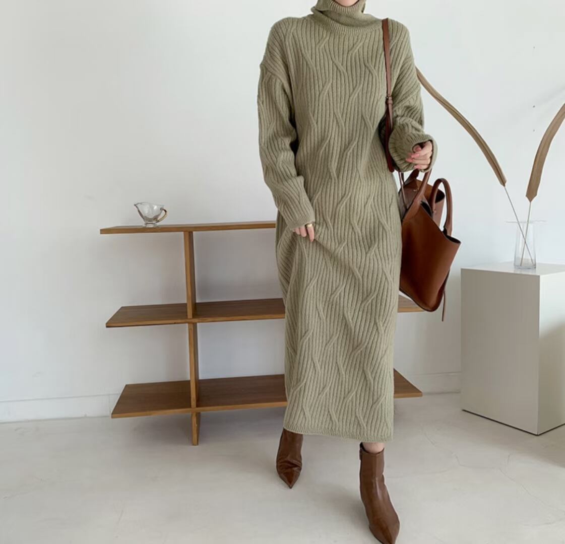 ウェーブ編み　ニットワンピース　AJ10790-8067