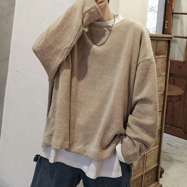 ニット セーター ビッグシルエット ラウンドネック ゆるニット 春秋 ドロップショルダー メンズ 取寄 発送目安14 21日営業日 Laff Store For Men ショップ情報 配送スケジュールを必ずご確認下さい