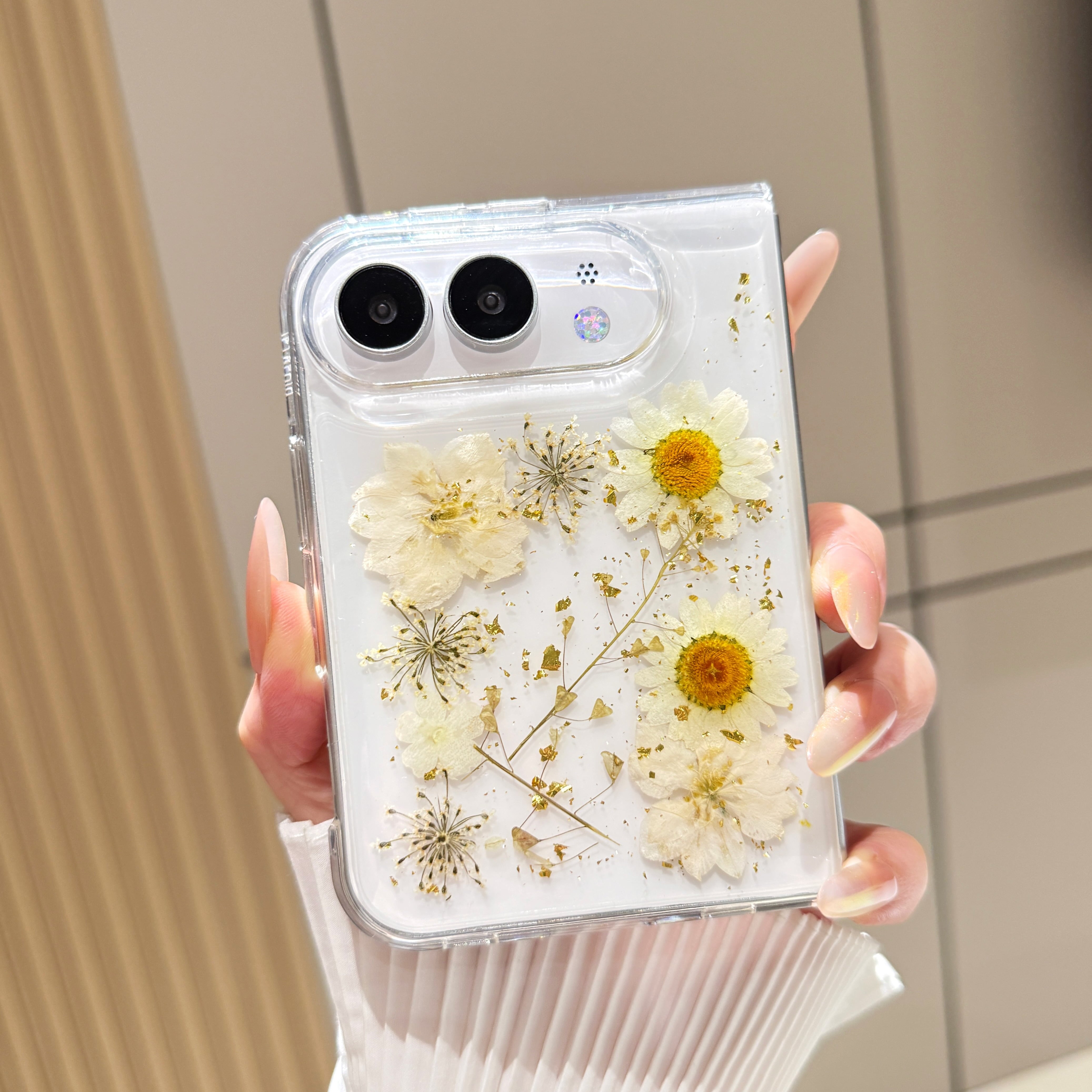 押し花 iPhone Duo ケース クリア おしゃれ スマホカバー 透明 ドライ