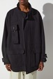 POSTELEGANT " Washi Paper Wool Rever Utility Coat ( Black )"