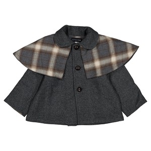 【予約/送料無料】18m-4y / Coat amovible cape SHERLOCK - gray mostly wool / Maison Marelle