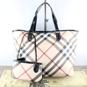 .BURBERRY CHECK PATTERNED TOTE BAG/バーバリーチェック柄トートバッグ(ポーチ付)2000000060279