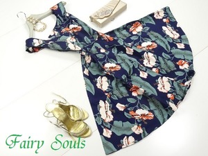 ★15号(XXL)★コットンノースリーブ襟付き花柄ワンピース(OPN5432)