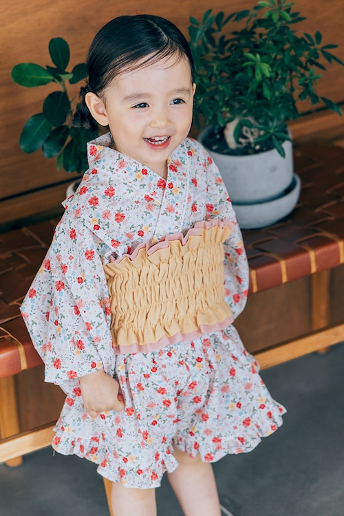 【3点set】YUKATA mini dress〈pink flower〉