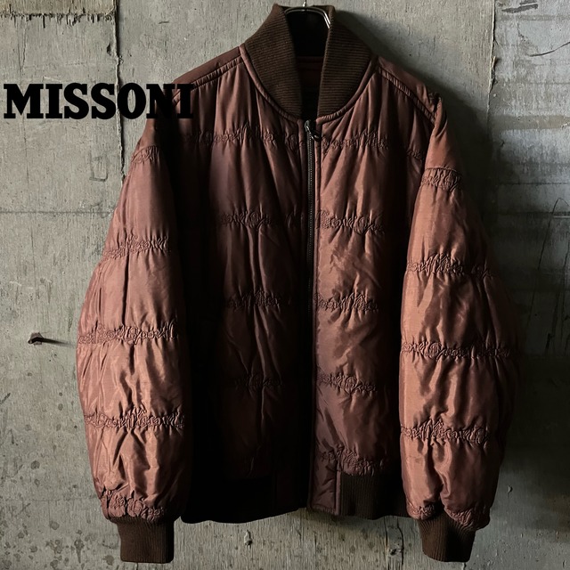 〖MISSONI〗made in Italy embroidery design blouson jacket/ミッソーニ イタリア製 刺繍 デザイン 中綿 ブルゾン ジャケット/lsize/#0129