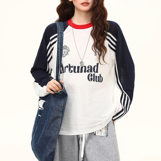 ラグランサイドラインストリートロングスリーブTシャツ 1col R02440