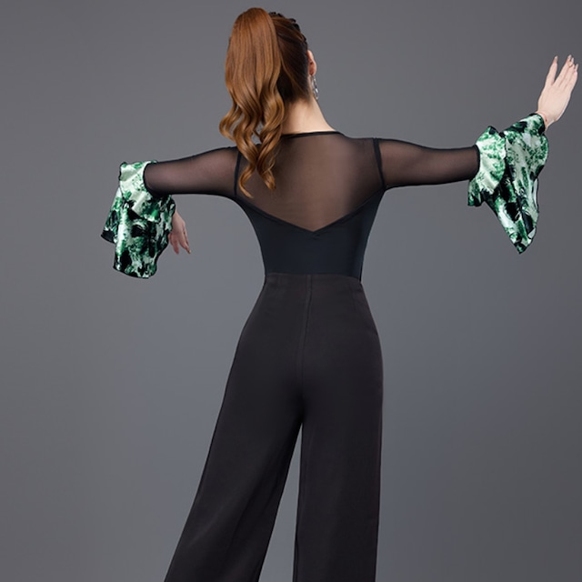 ロングスリーブ フリル フレアトップス【レオタードタイプ】 ds1172