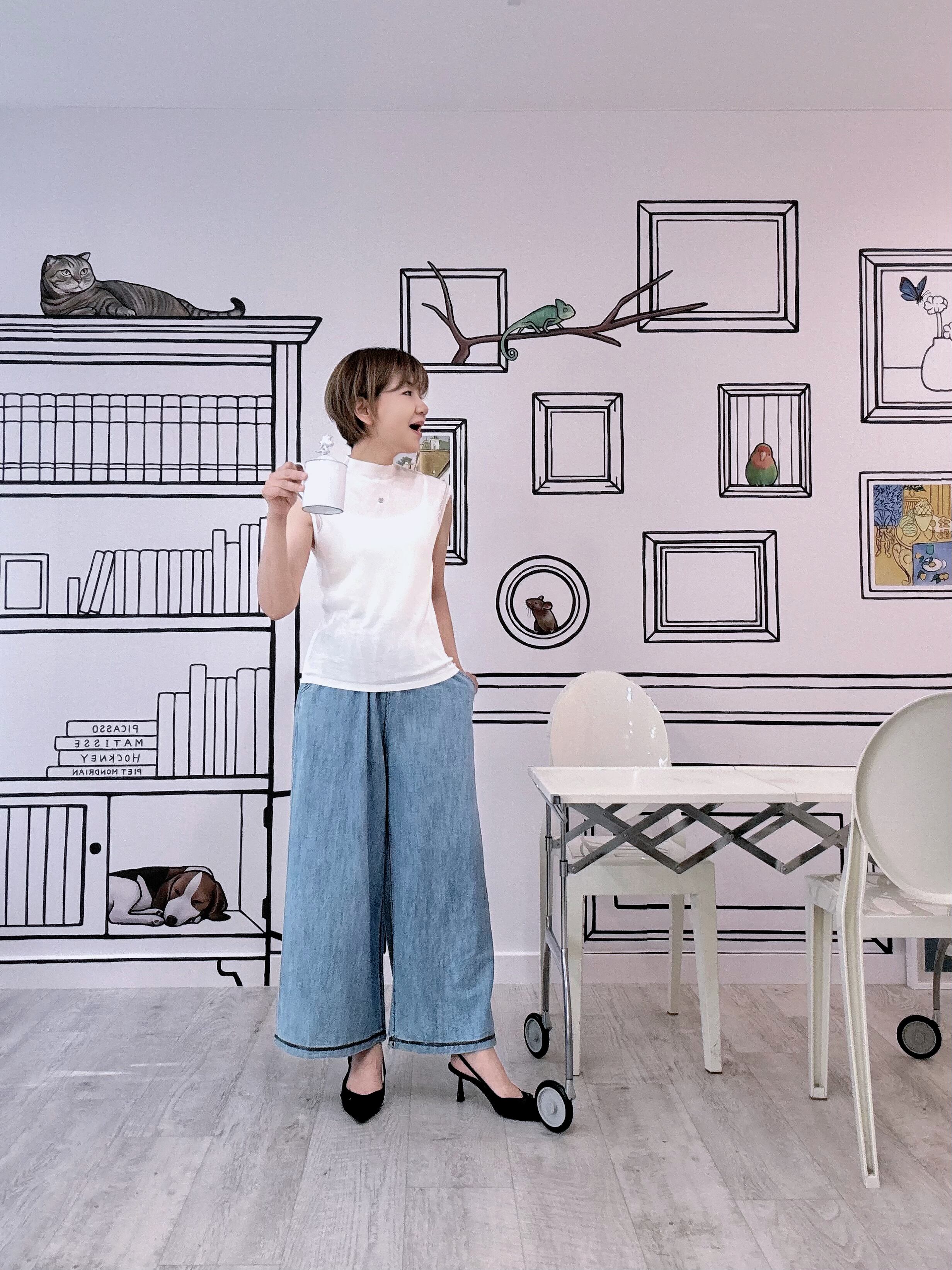 フレンチスリーブボトルネックニット