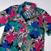 SEASON TICKET シーズンチケット USA製 ボタニカル総柄 オープンカラー 半袖シャツ L/マルチカラー/アロハ