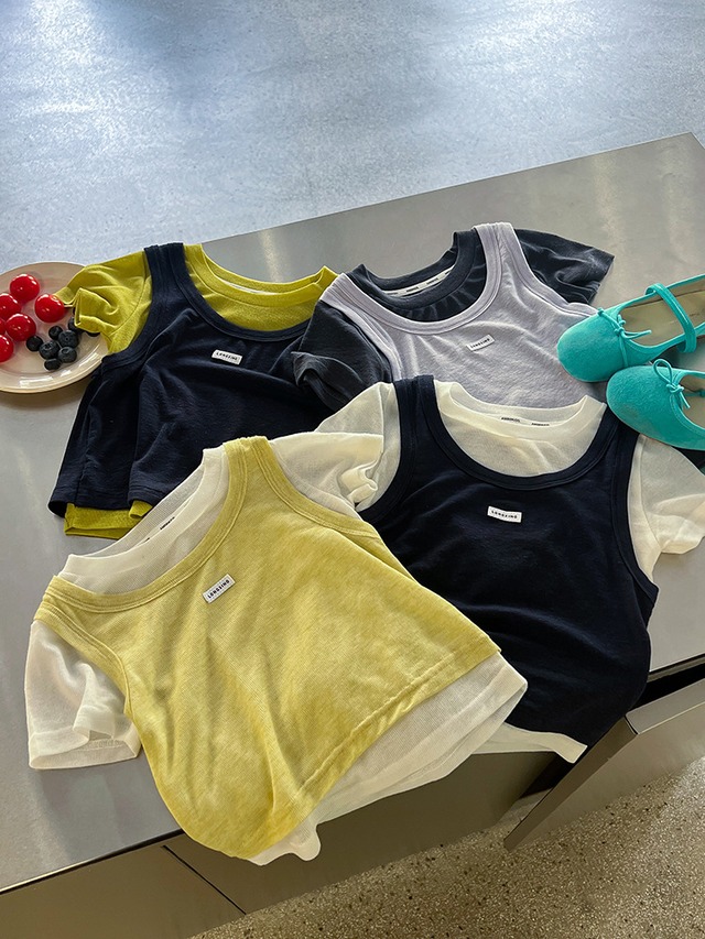 【KID】レイヤード風フェイクツーピース半袖Tシャツ - 12