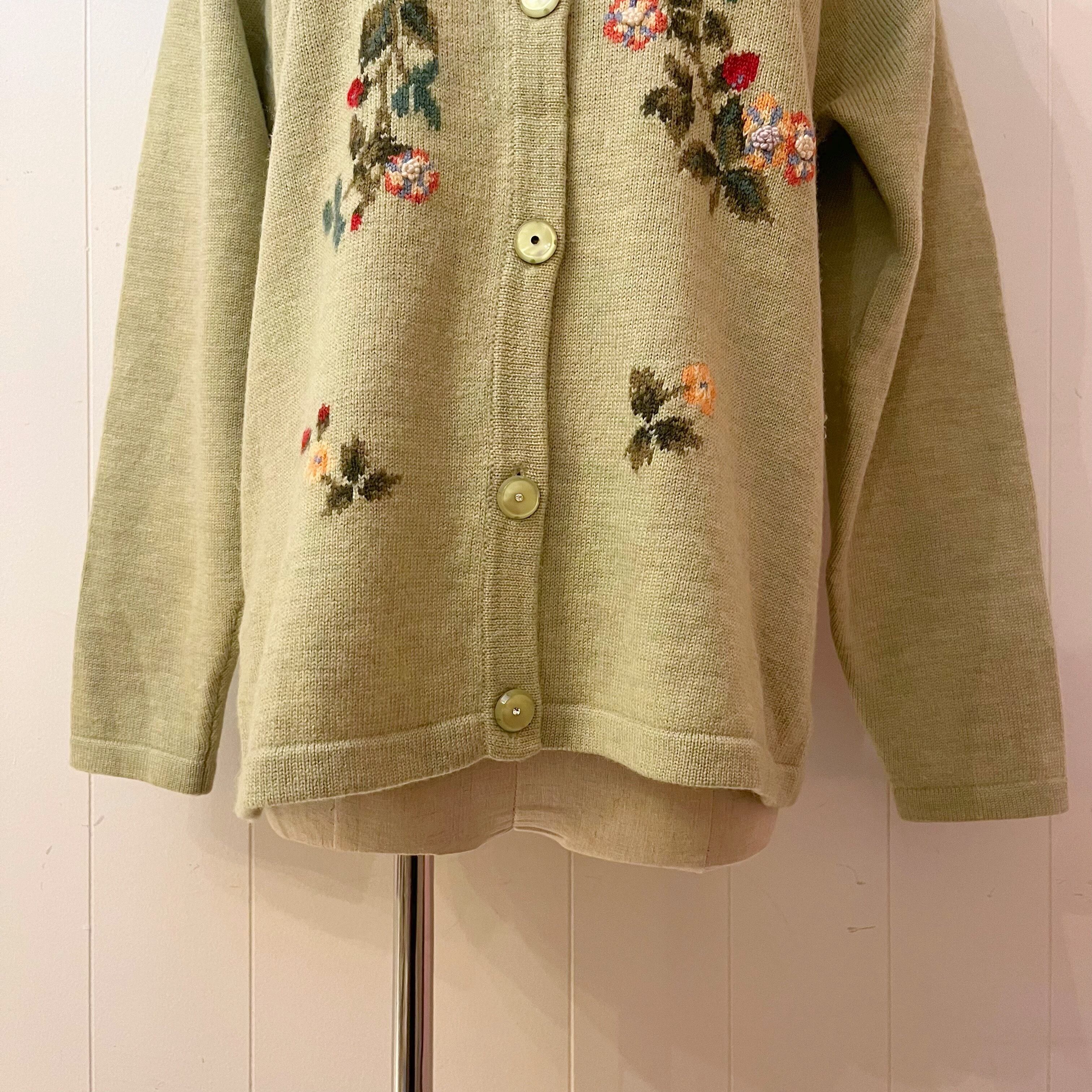 strawberry flower light green cardigan