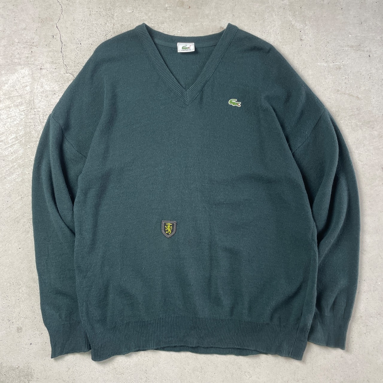 80年代〜 LACOSTE ラコステ ウール×アクリル Vネックニットセーター 