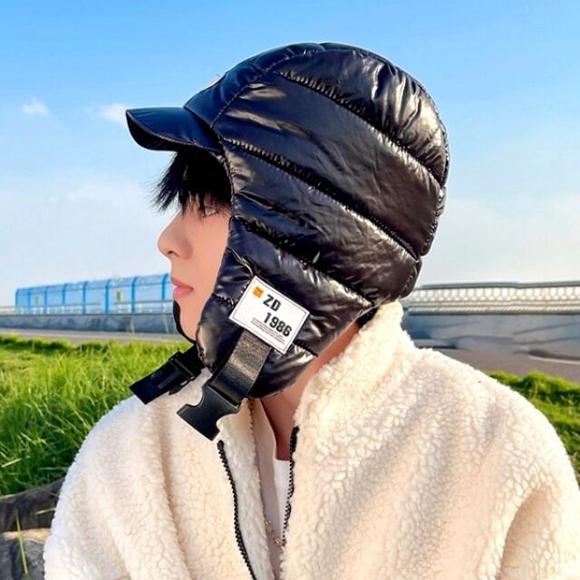 【予約販売】パイロット帽子 メンズ 厚手 イヤーウォーマー 耳当て ブラック イエロー グレー ベージュ 耳当て付き 保温 防寒 防風 暖かい アウトドア お洒落 韓国 トレンド