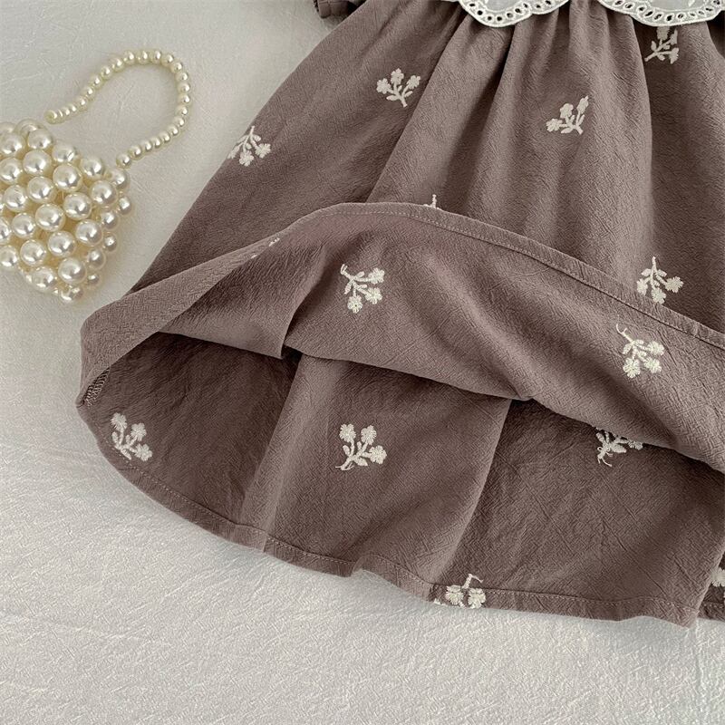 子供服 姉妹服 選べる2タイプ 刺繍 レース襟 花柄 ワンピース 可愛い