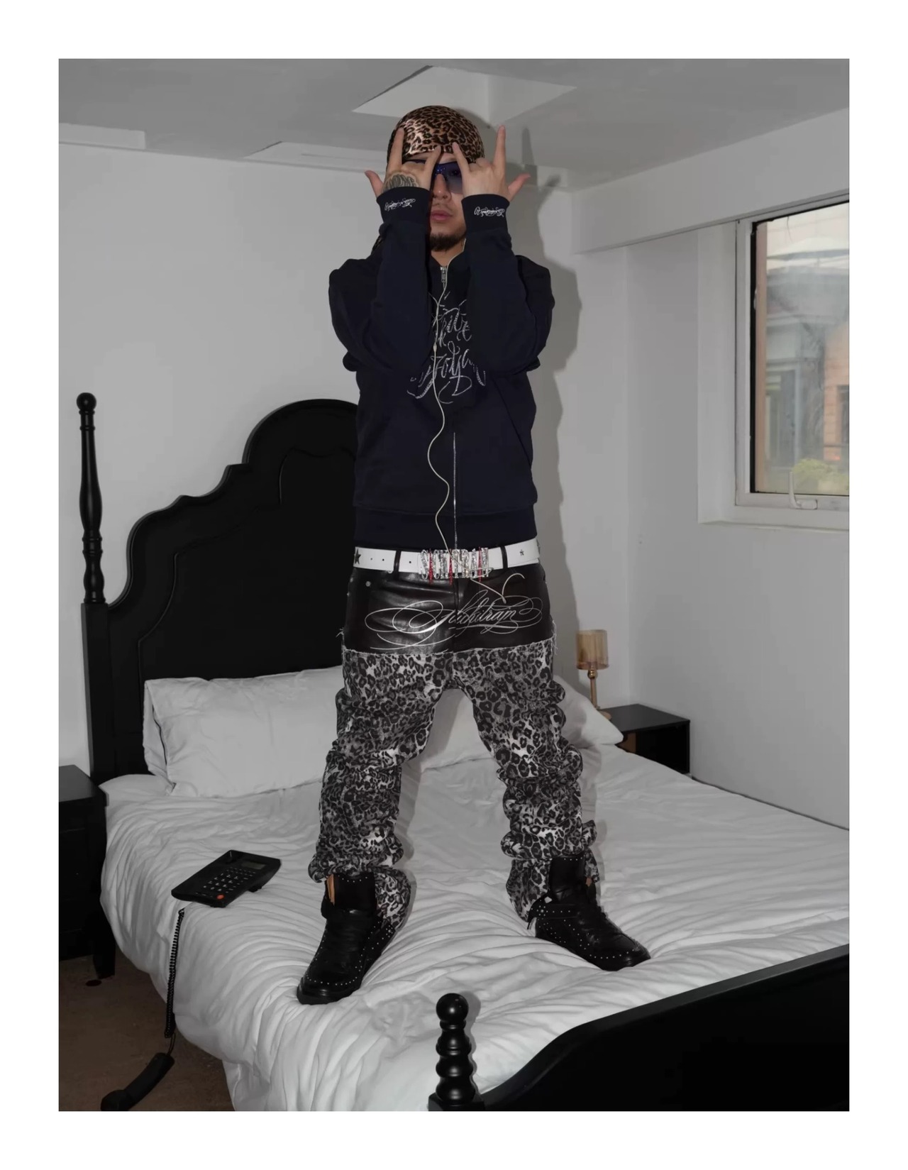 SIR rhinestone hull design hoodie - 13