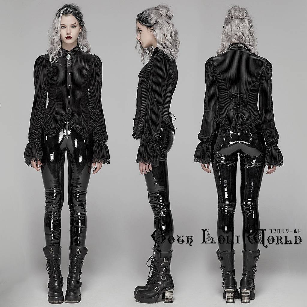 即納/送料無料】WY-1041CCF-BK ダークベルベットストライプ長袖