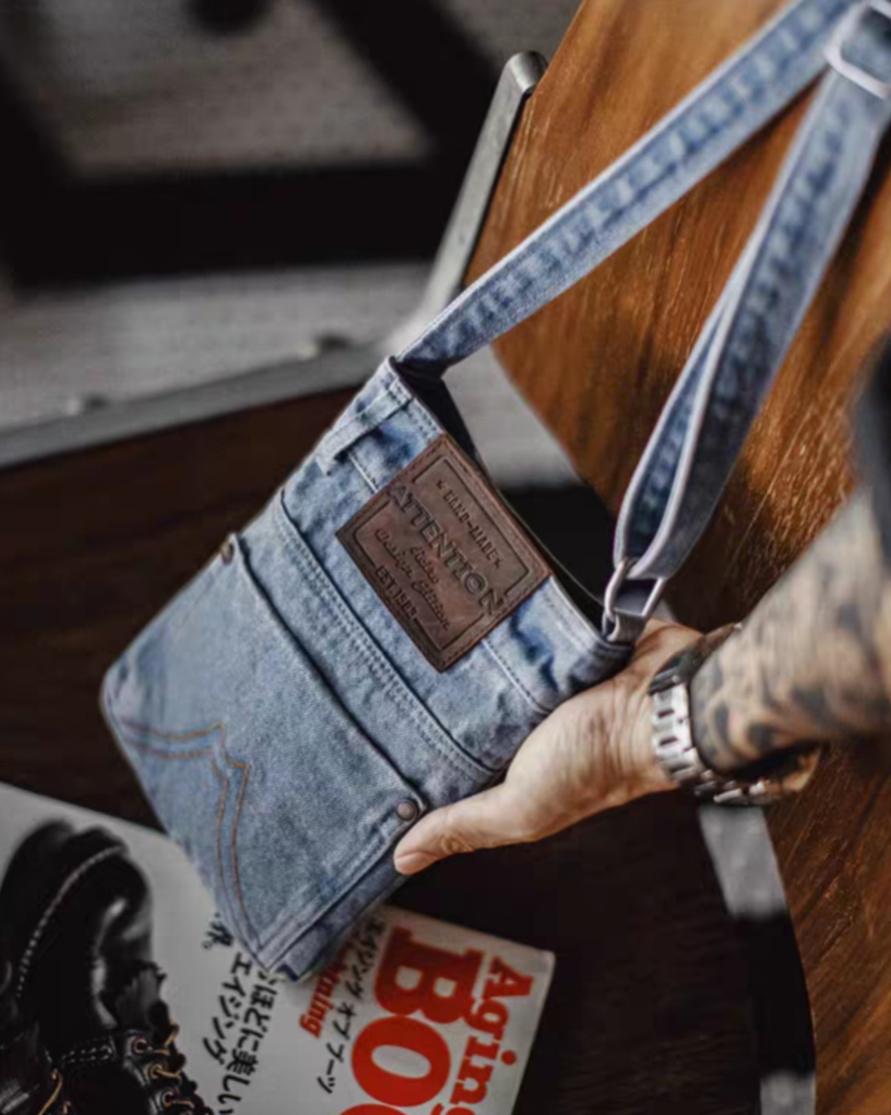 Denim Commuter Tote Bag  K0214