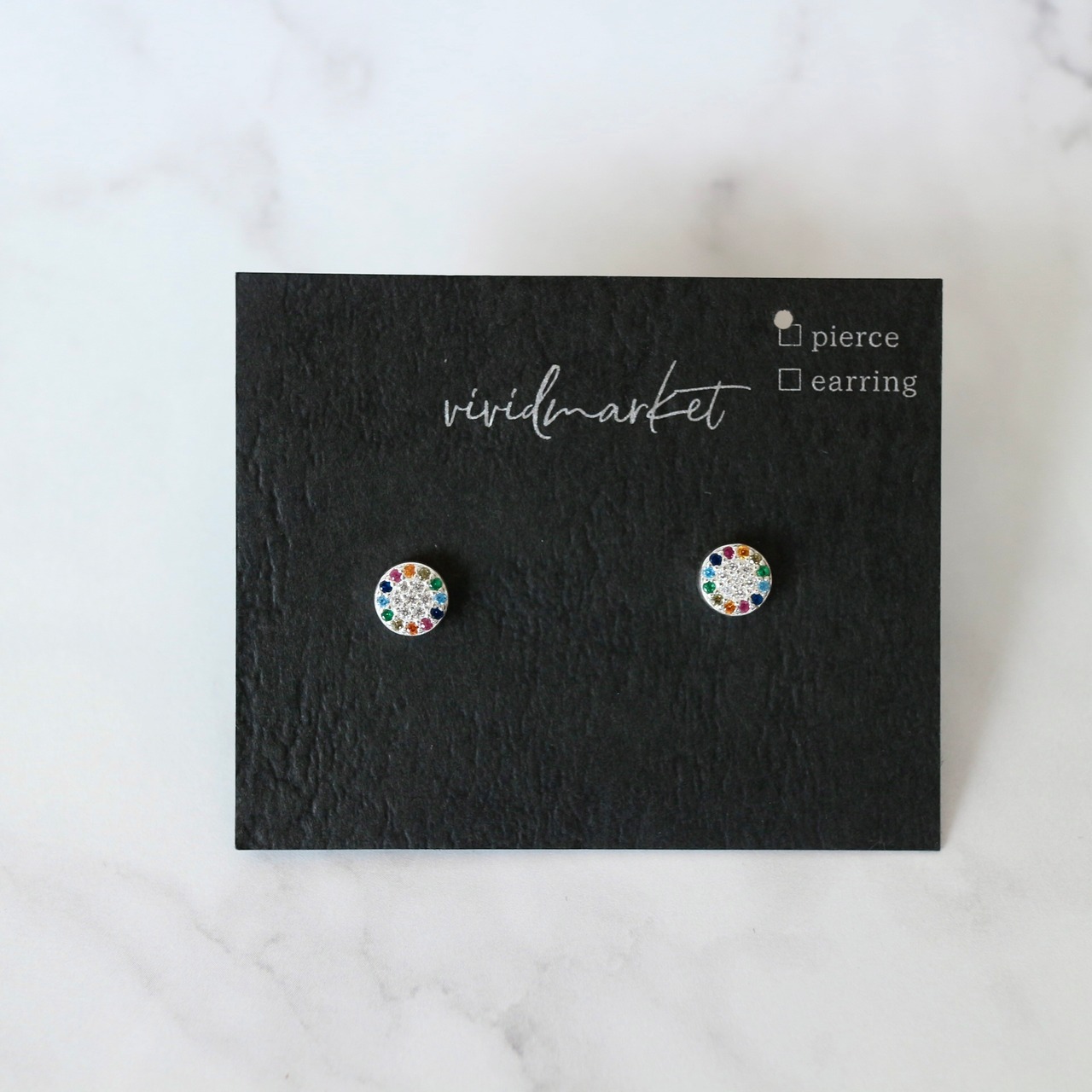 こつぶレインボーシルバーピアス