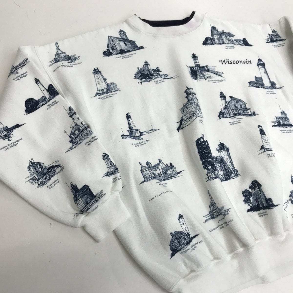 ART UNLIMITED SPORTSWEAR 90年代 USA製 灯台柄 総柄 アート 