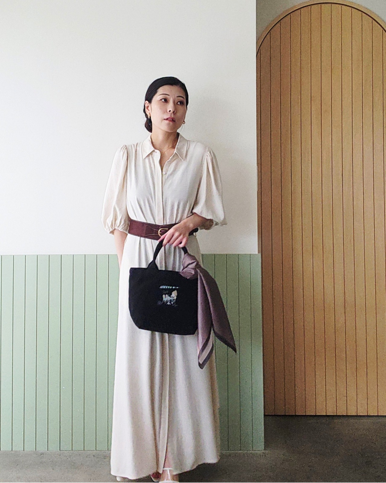 【SAMPLE / 1点限り】シルクスカーフ_展示・撮影使用品（PINK & BROWN） - 11