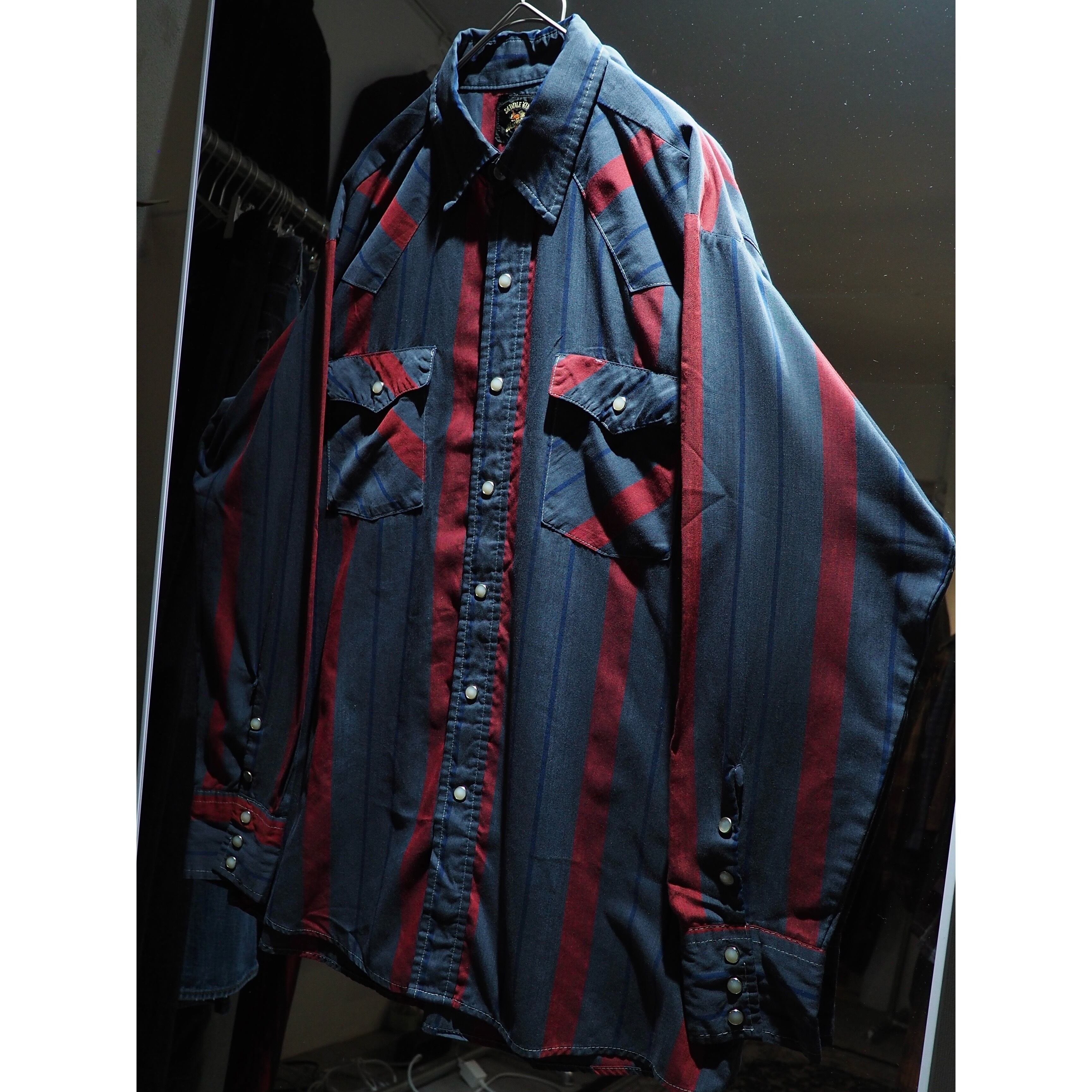 1980s Dark stripe pattern vintage loose western shirt