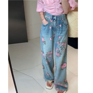 high-waist rose print wide-leg jeans＜p1530＞