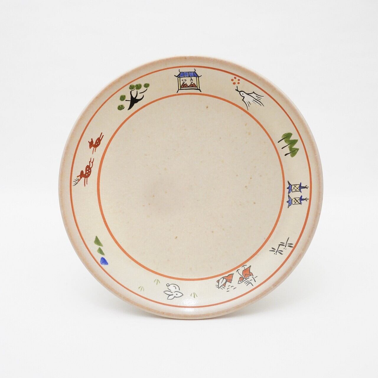 赤膚焼 大塩ほさな】奈良絵五寸皿 | ろにせら ギャラリーと雑貨のお店