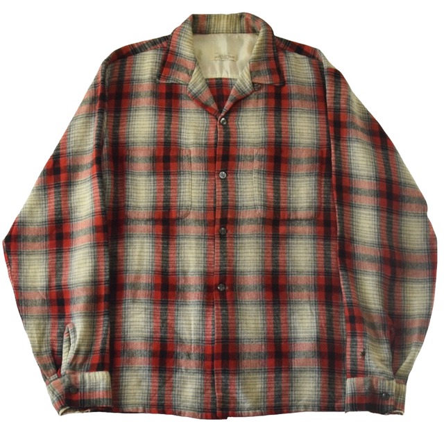 1950's Vintage Open Collar Wool Rayon Shirt / 50年代 ヴィンテージ