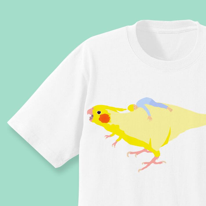 小鳥は恐竜だよ！Tシャツ （オカメインコ）