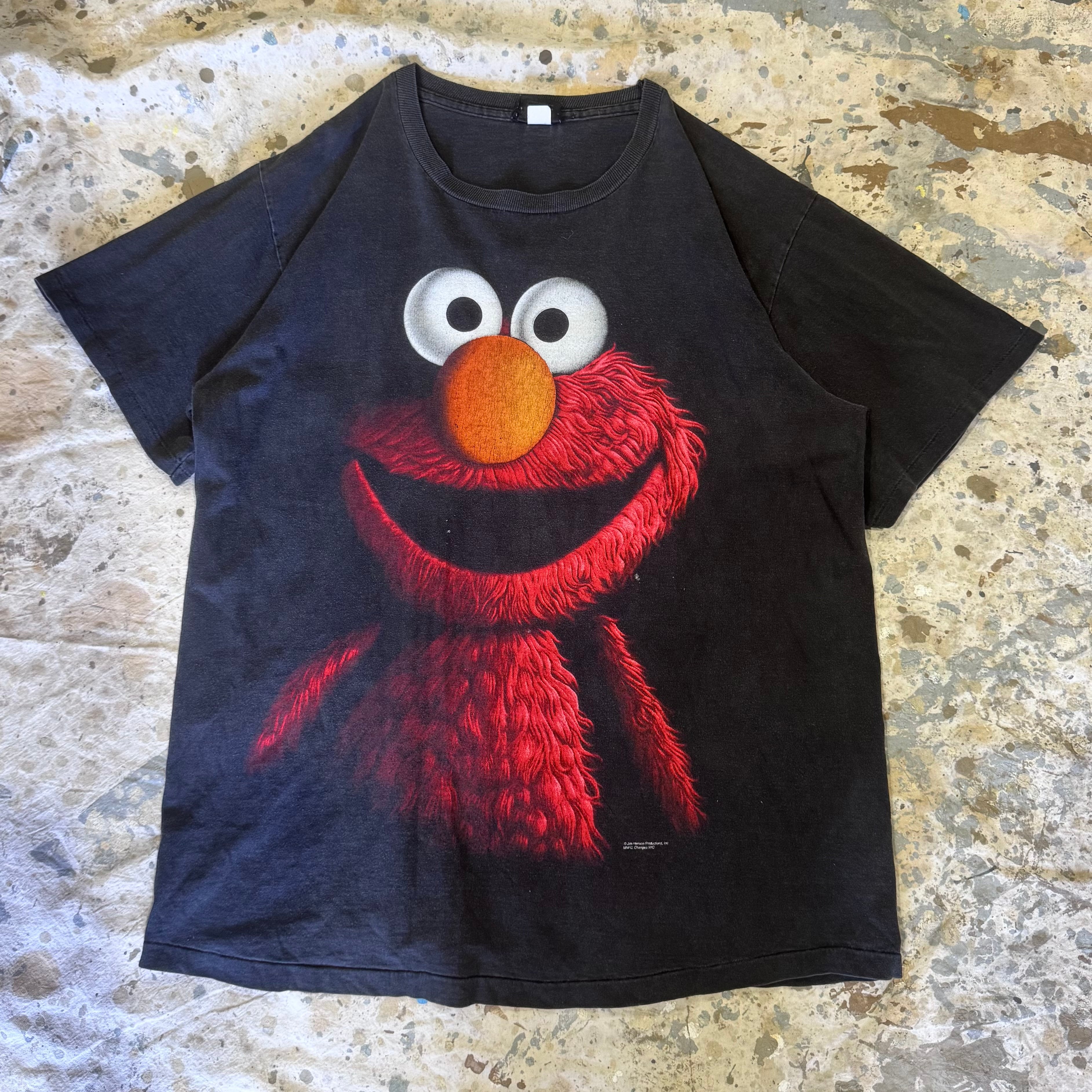 90s SESAME STREET Tシャツ ダークエルモ フェード ブラック XL | 古着